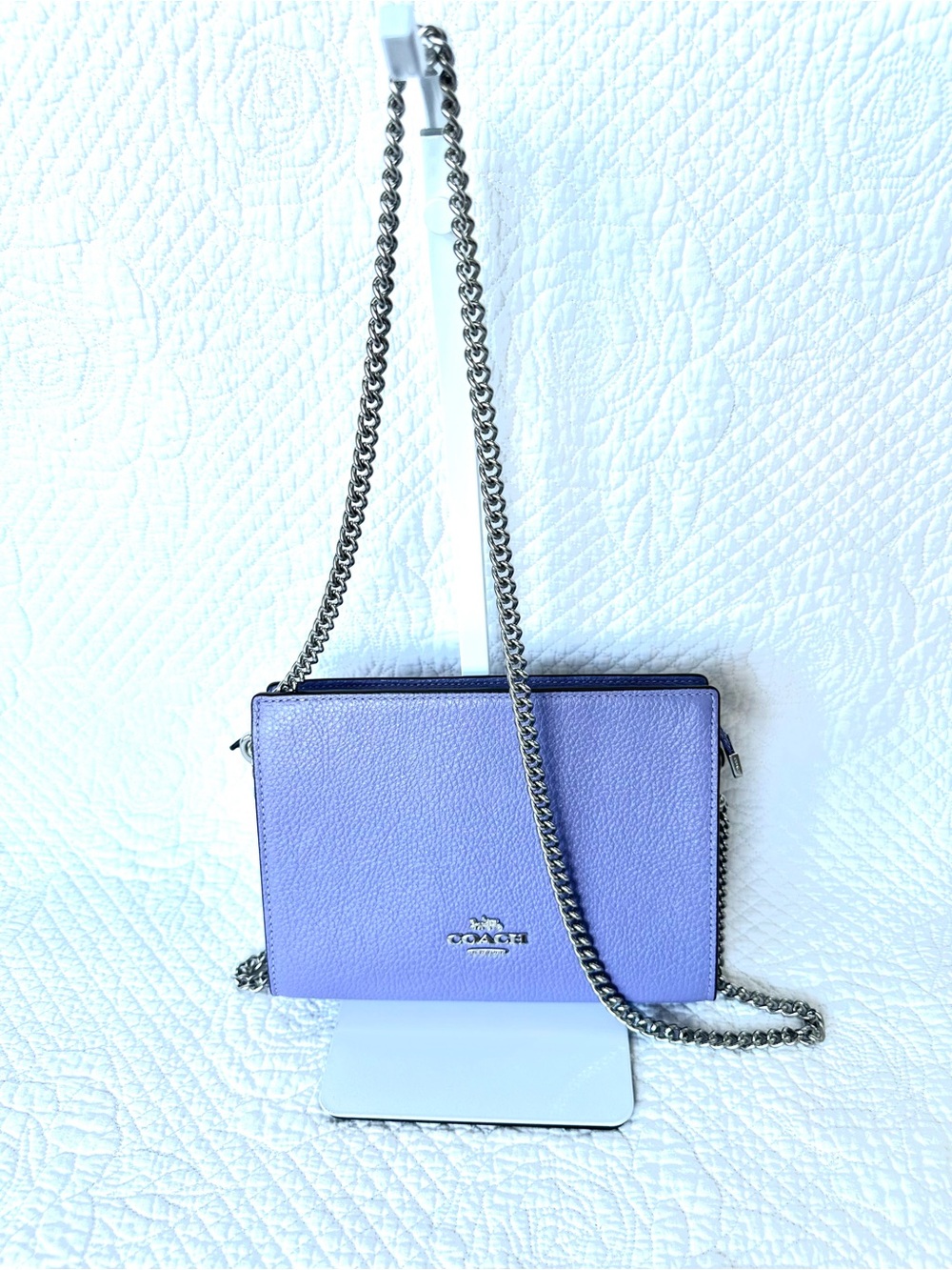 Coach Lavender Pebbled Leather Chain Crossbody